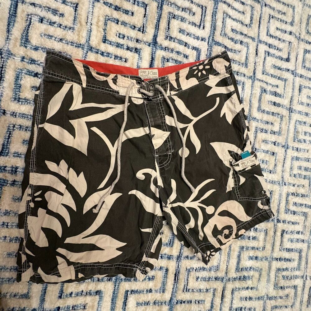 J.Crew Gray and White Board Shorts Size 33